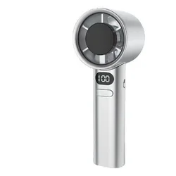 Compact Silent Handheld Fan with 4 - Speed Settings and Power Display (Grey)