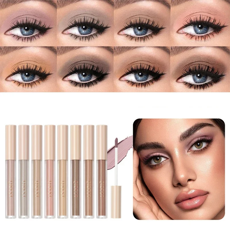 8 Colors Matte Nude Eye Bronzer Liquid Eyeshadow Waterproof Long Lasting Cheek Contour Woman Makeup