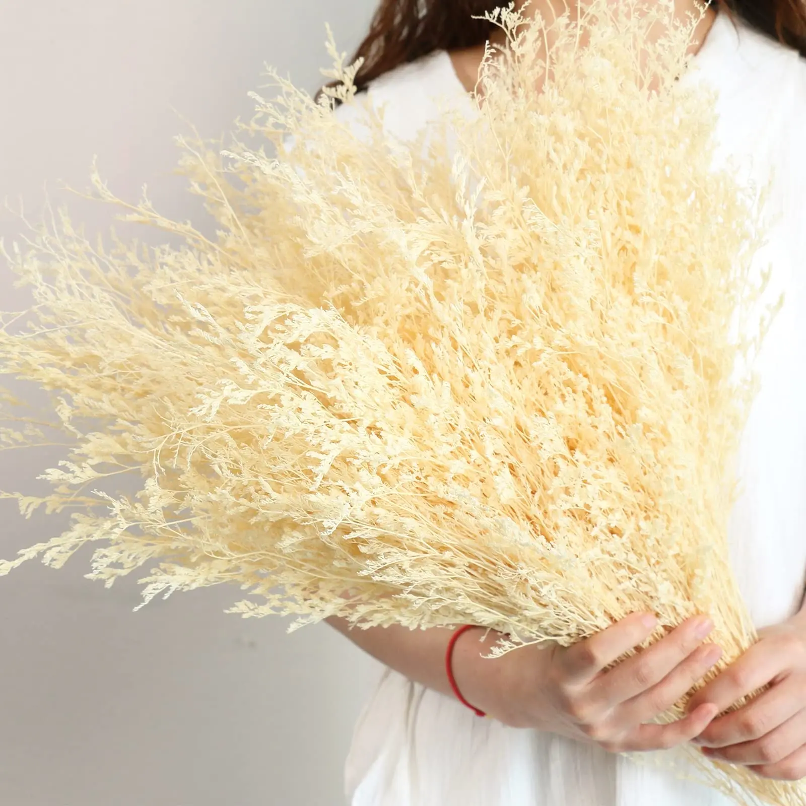 

Boho Dried Flowers Decorative Dry Preserved Natural Sea Lavender White Grass Bouquet For Rustic Decor,Home,Wedding Accessories