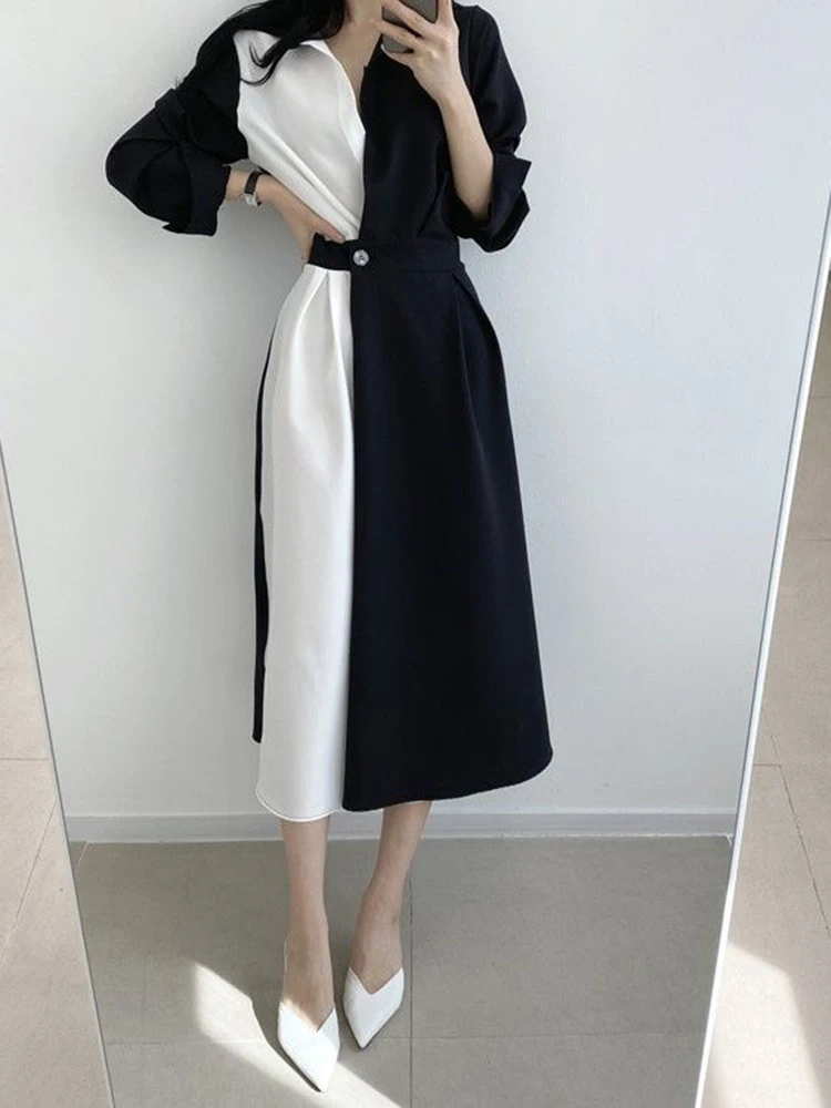 Elegant Summer Women's Dress 2022 Straight Loose Office Lady Maxi Dress Spring Autumn Patchwork Long Dresses For Female A-line summer dresses