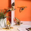 European Ceramics Bird Simulation Animal Golden Background Wall Wall Hanging Modern 3D Stereo Pendant Pigeon Home Decoration New 1