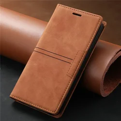 Luxury Magnetic Leather Wallet Flip Case - Premium Book Cover - Samsung S26 Plus (Brown)