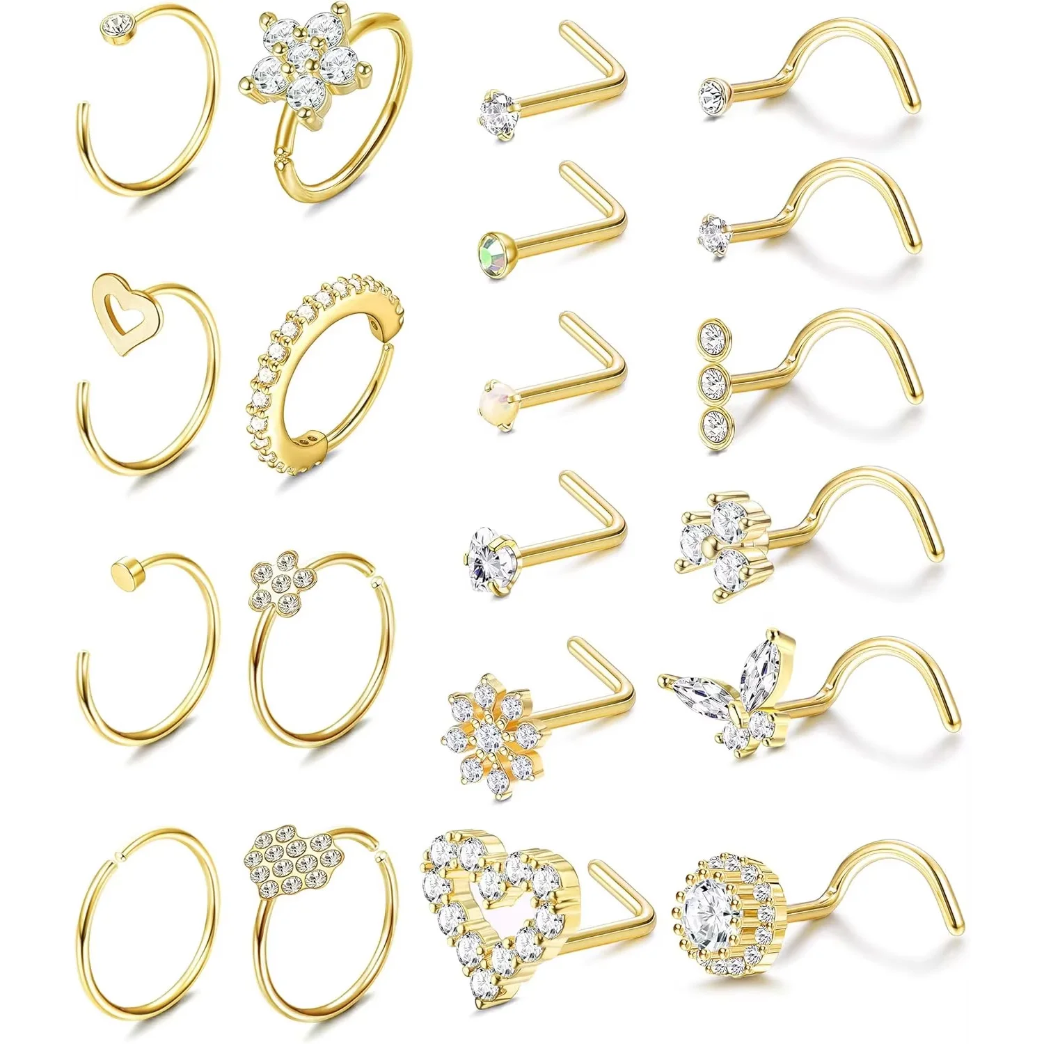Nose Ring Stainless Steel Nose Piercing Stud Septum Rings Lip Rings for Women Men
