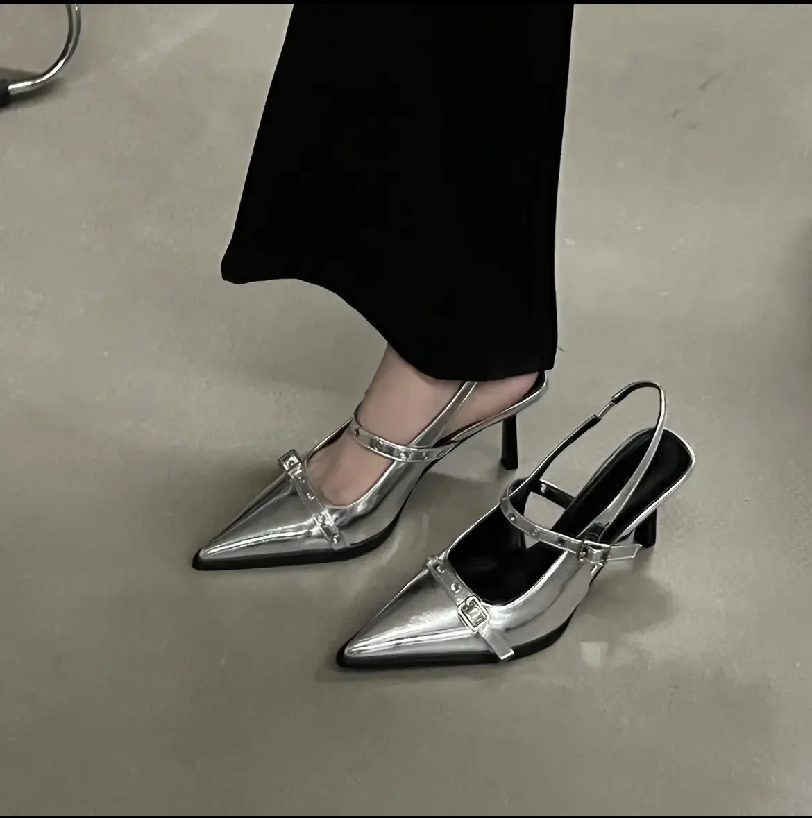 2023 Summer New Brand Women Sandal Fashion Pointed Toe Shallow Buckle Ladies Dress Slingback Sandals High Heel Mules_voghion.com