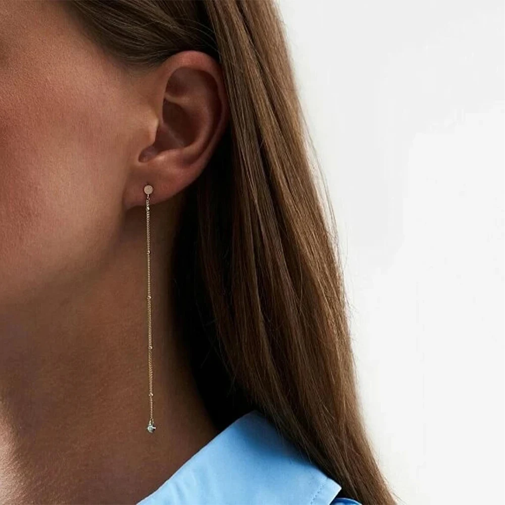 MIQIMIAO Orecchini A Catena Lunghi Con Perle E Nappe – Gioielli Moda Per Donna E Ragazza, Oro - 5