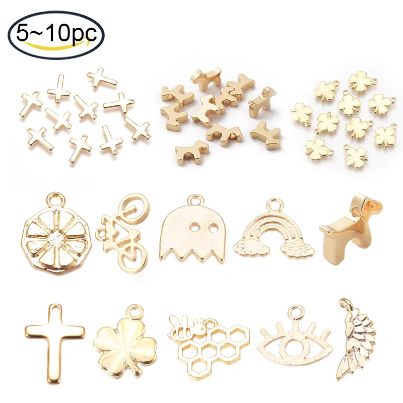 

5-10pcs Brass Charms Nickel Free Wing Real 18K Gold Plated Ring Metal Earrings Necklace Charms for Jewelry Making Accessories