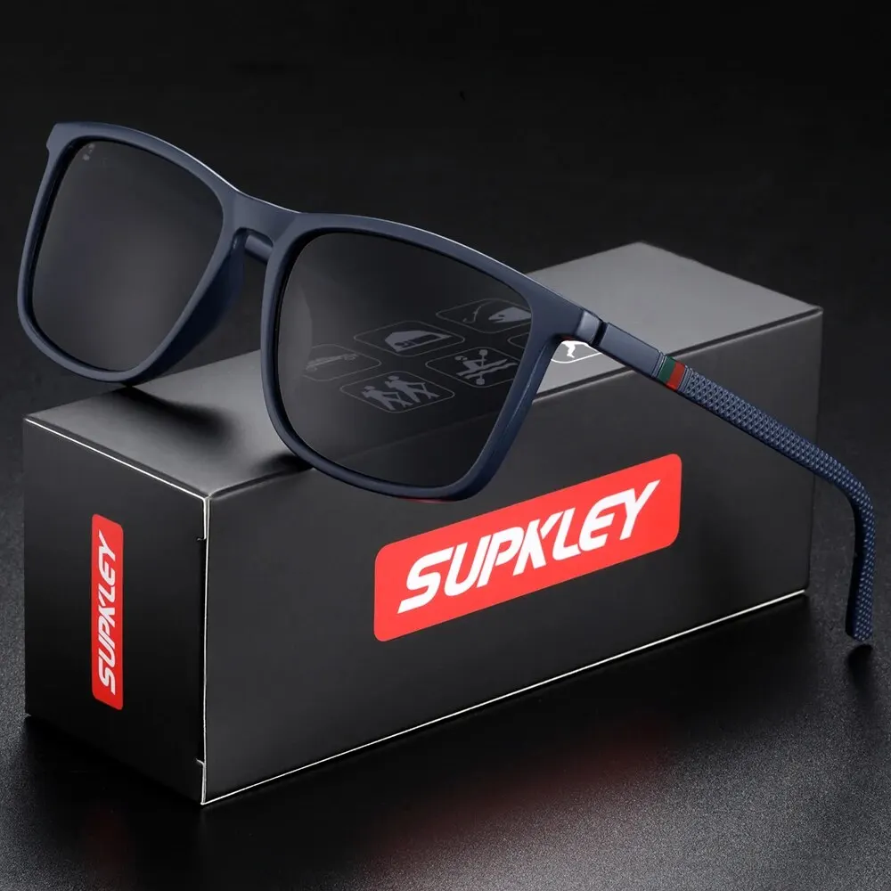 SUPKLEY Polarized Men's Sports Sunglasses - Lightweight Square Eyewear for Comfortable Wear