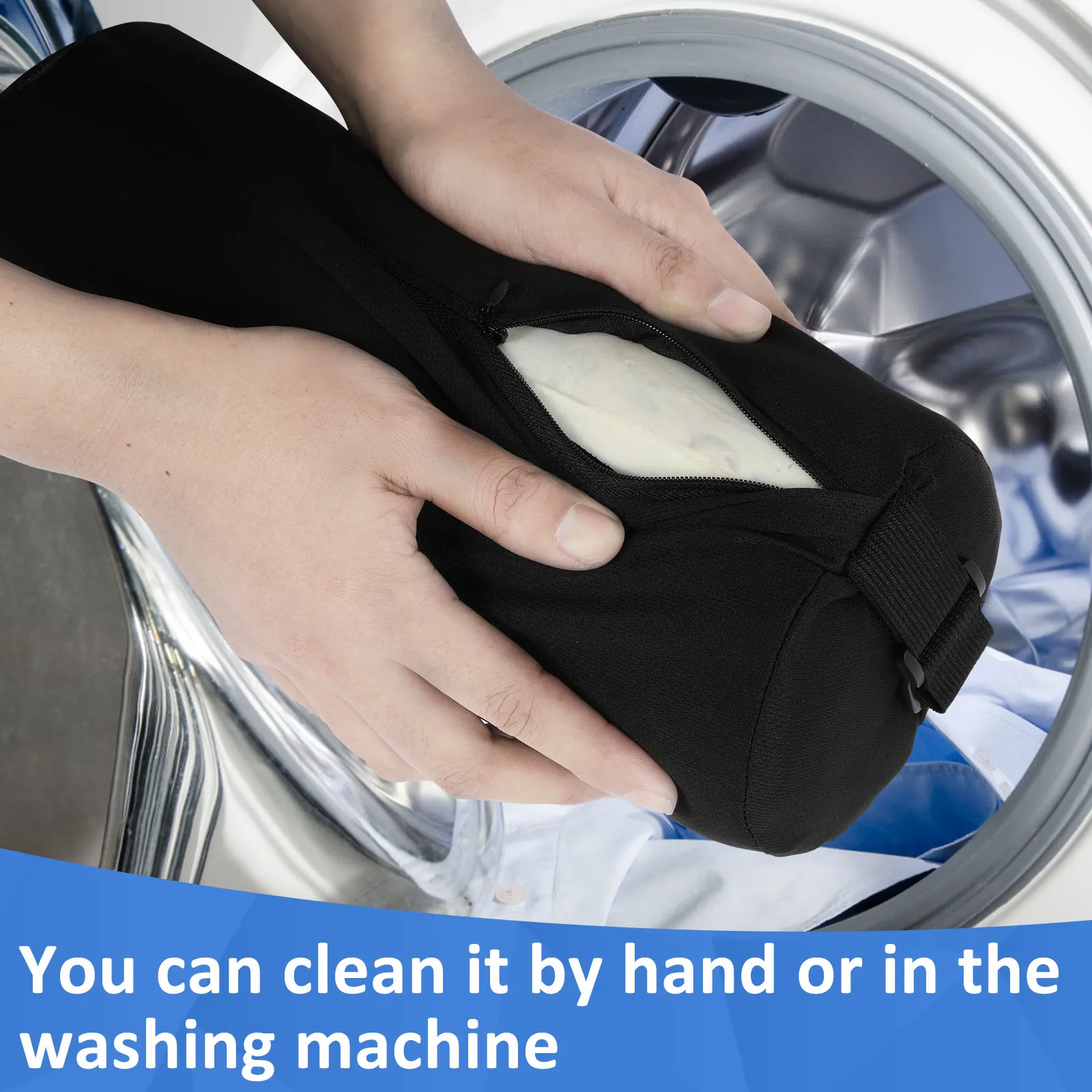 Lumbar Support Roll Pillow Memory Foam Back Cushion Round Cervical Roll  with Removable Washable Cover Ergonomic Lower Back Roll