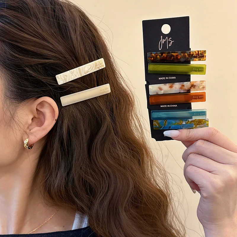 2 teile/satz Acetat Haar Clips Schrift Geometrische Haarnadeln Frauen Süße Nette Einfache Bang Seite Pin Mädchen Haar Zubehör