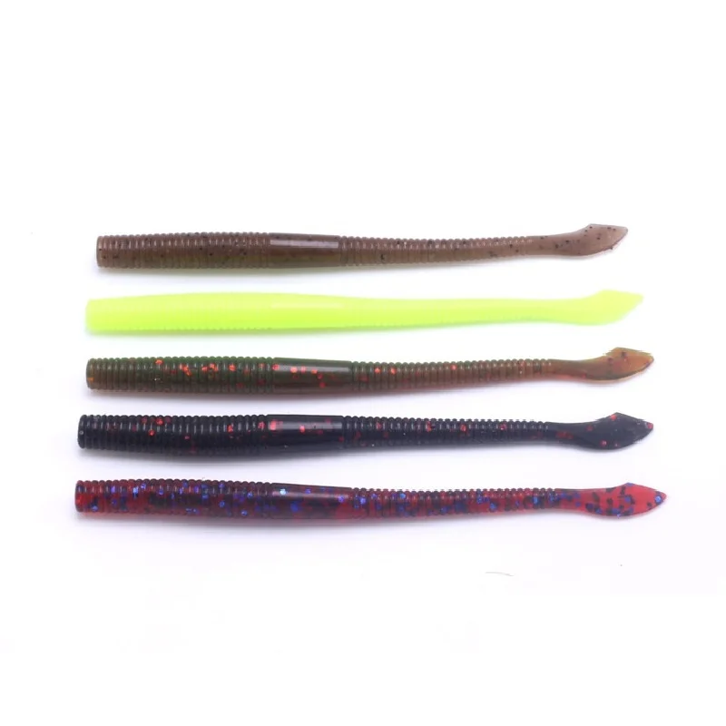 10pcs Fishing Soft Plastic Lure Worm for Wacky Rig Neko Rig Ned Rig