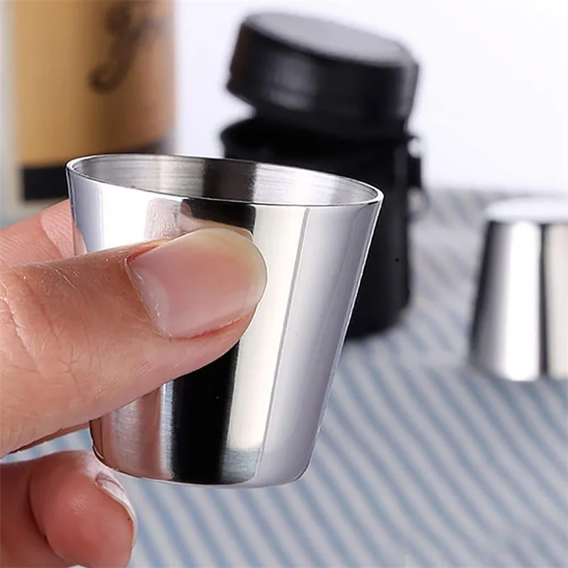 4pcs/set 30/70/180ml Portable Stainless Steel Wine Cup Set Drinking Liquor Alcohol Whisky Vodka Mug Travel Barware Accessories