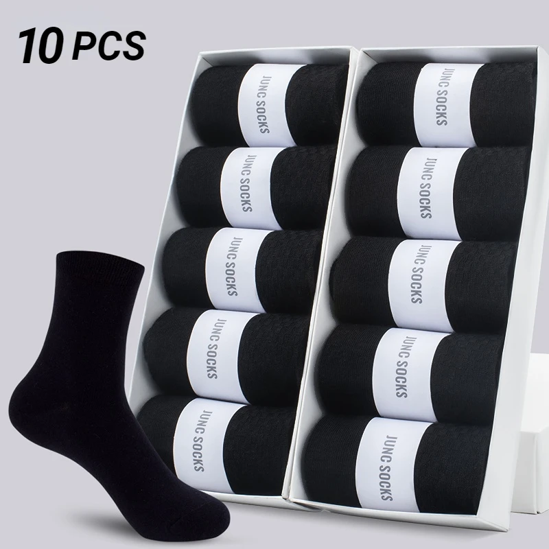 10 Pairs Men's Cotton Socks New Style Black Business Men Socks Soft Breathable Summer Winter for Male Socks Plus Size 38-45