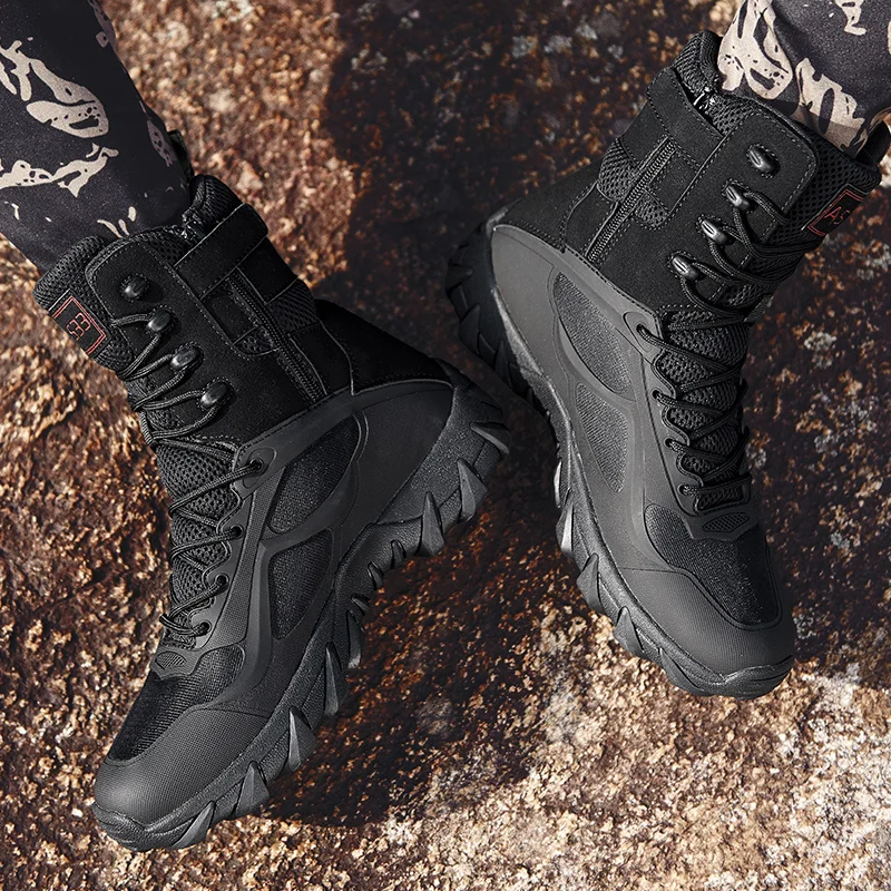 New Men High Quality Brand Military Leather Boots Special Force Tactical Desert Combat Men's Boots Outdoor Shoes Ankle Boots