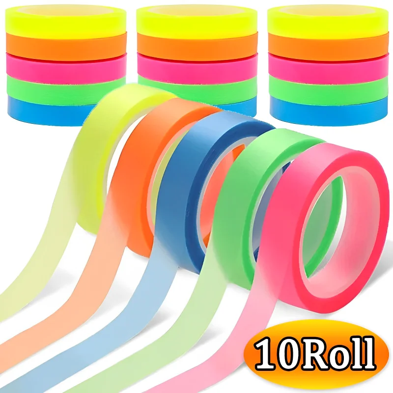 10/1Roll Marking Stickers Transparent Fluorescent Tape for School Office self adhesive stickers,stationery stickers,paper stickers,adhesive stickers,roll packaging stickers,stationery tapes,stationery supplies