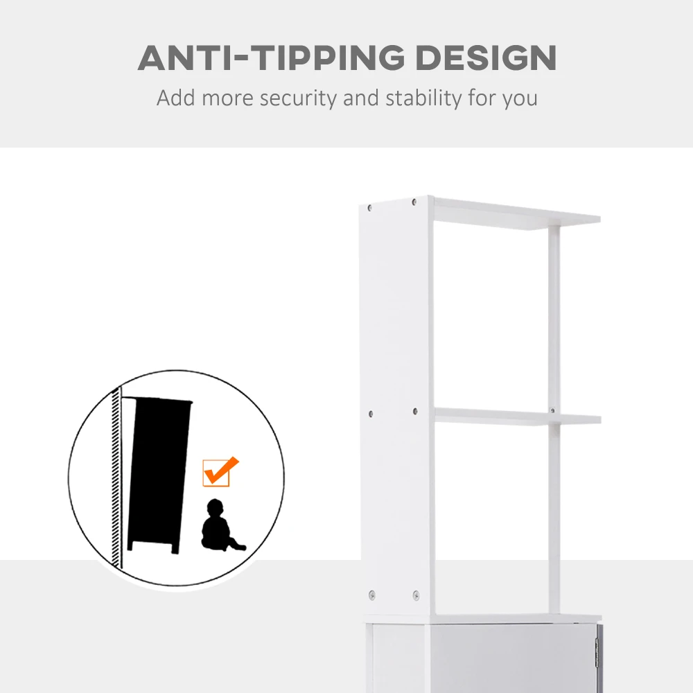 HOMCOM 54" Tall Bathroom Storage Cabinet, Freestanding Linen Tower With 2-Tier Shelf And Drawers, Narrow Side Floor Organizer, W 4