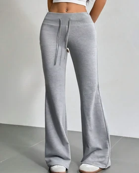 Autumn and Winter New Solid Color Drawstring Women's bell-bottoms Casual Fashion Dressing 1