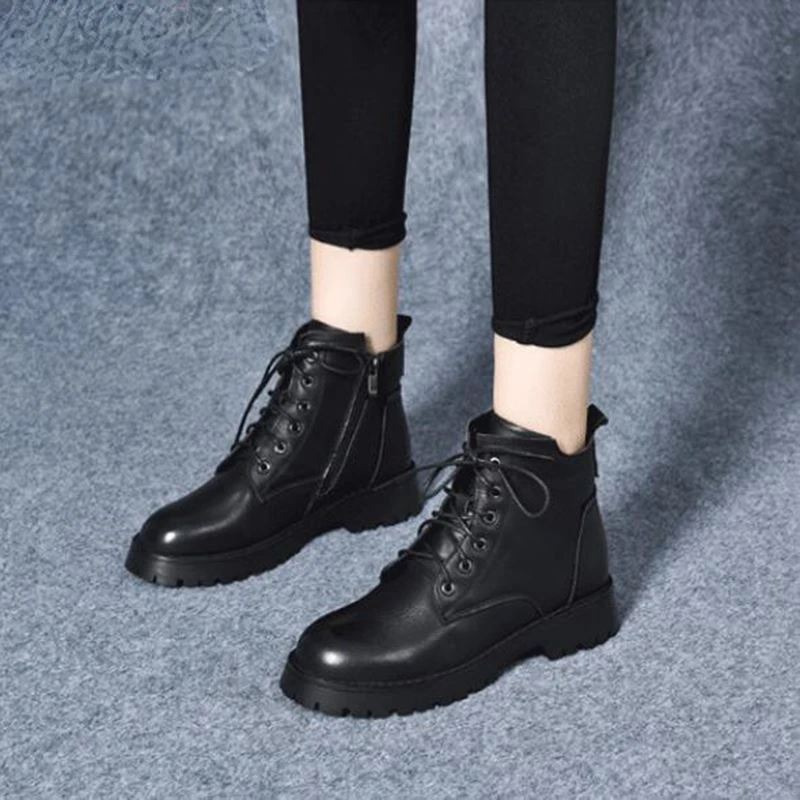 

Women Winter Boots Genuine Leather 2022 New Fashion Natural Wool Warm Boots Women Thick-soled Women's Ankle Boots