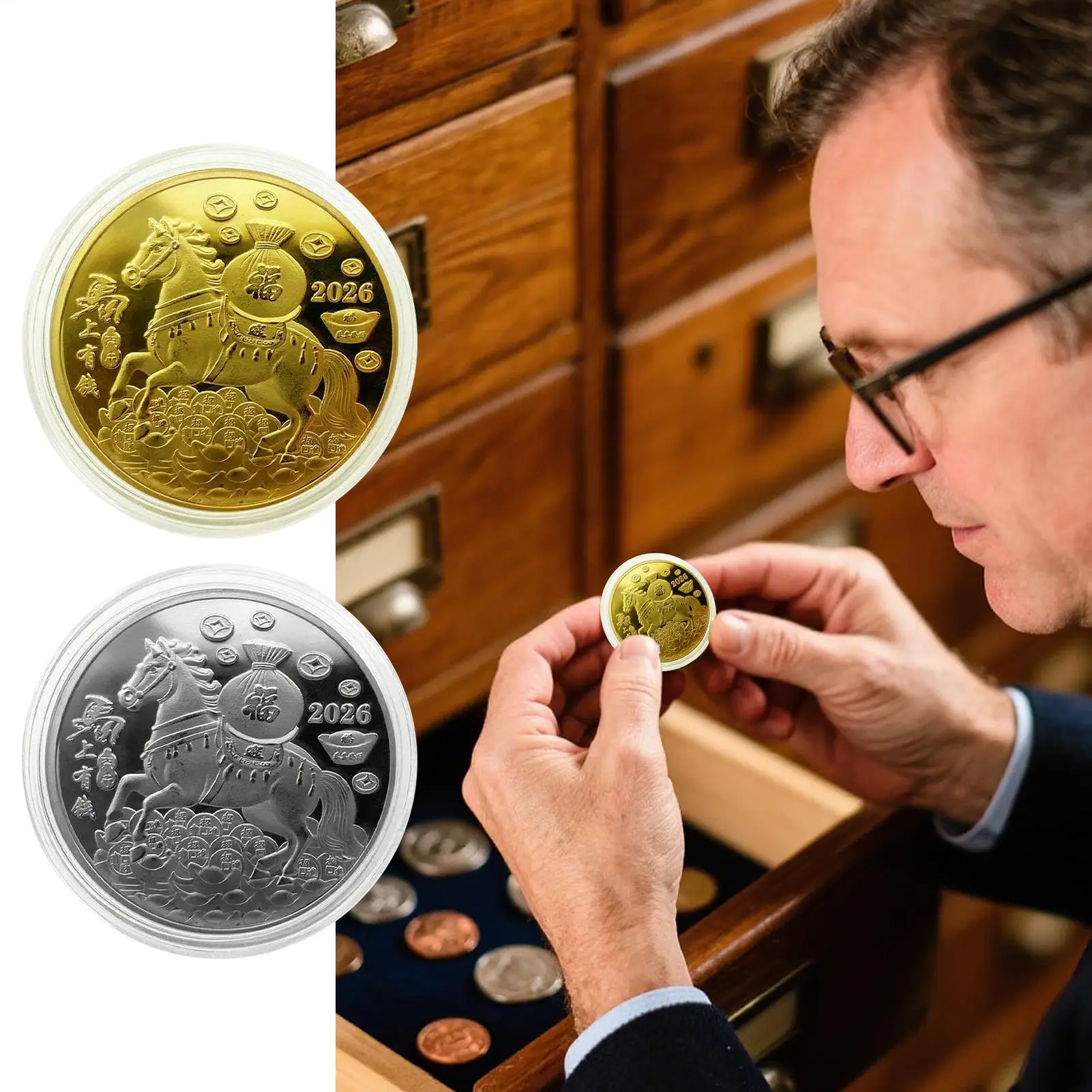 2026 Year of the Horse Souvenir Art Collectible Coin Chinese New Year Horse Coin Collection Souvenir Year of the Horse Collector