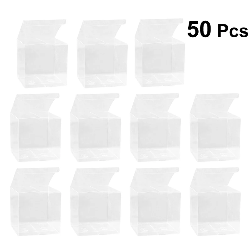 thumbnail image 1 of 50 cajas de regalo transparentes para velas, 5x5x5 cm, de PVC, para dulces de boda, suministros para fiestas de boda, embalaje de regalo, 1 of 5