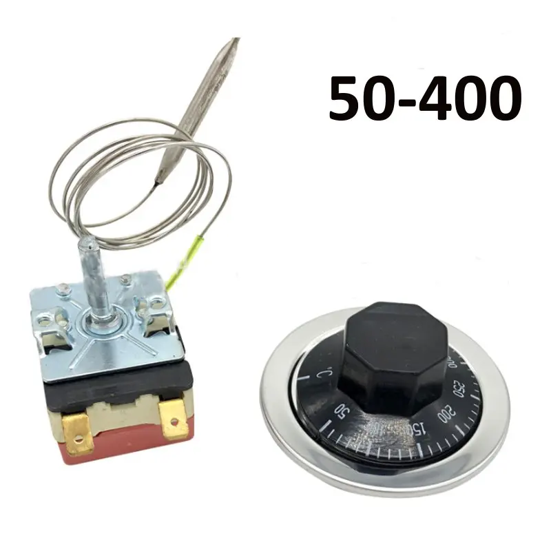 

250V 16A Thermostat AC 50-400 degrees Celsius Knob Liquid Rising Temperature Controller NO NC for Electric Oven