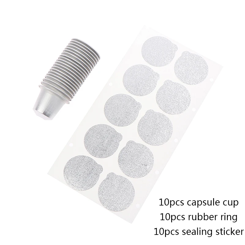 Description Picture 2 of item10Pcs/set Reusable Nespresso Coffee Capsules Disposable Nespresso Pods Empty Aluminum Foil Coffee Capsule With Lids Coffeeware