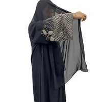 Abaya de Luxe Noire Ramadan Printemps-Été 2026 avec Perles et Broderies Strass, Manches Longues, Robe Modeste Musulmane pour Femme de Dubaï 6