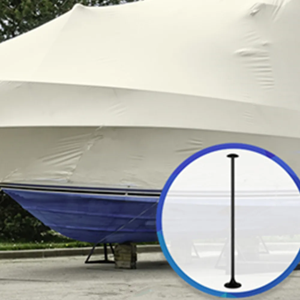 Boat cover support pole for fishing boat cover
