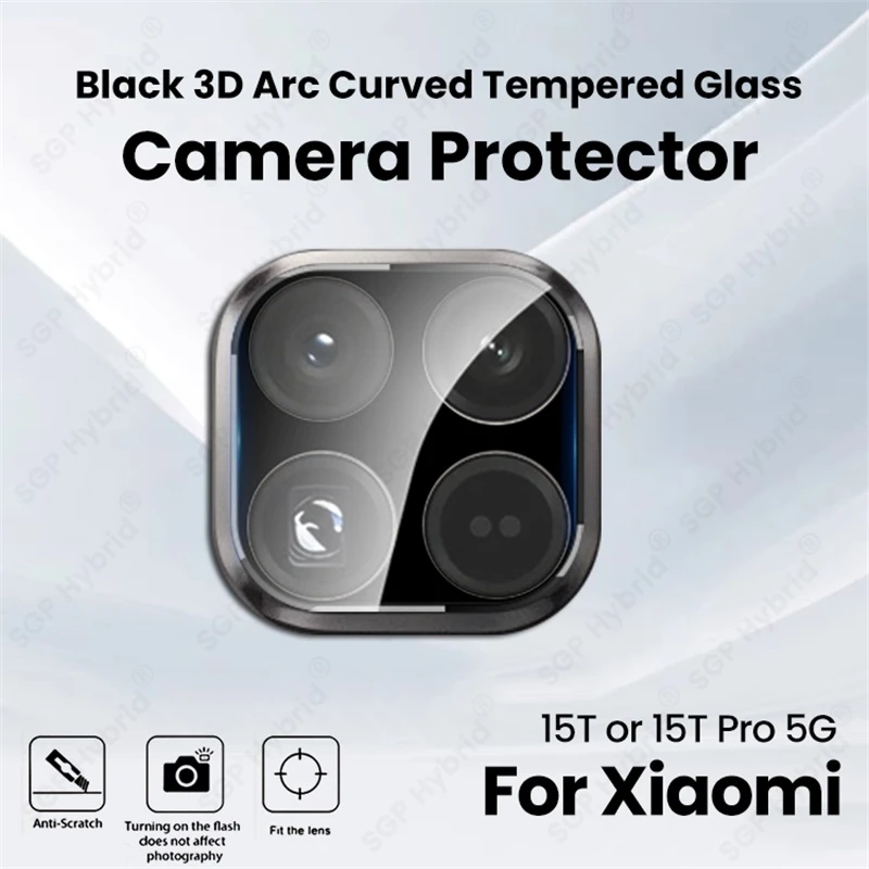 Black 3D Tempered Glass Curved Camera Lens Protectors (3-Pack)