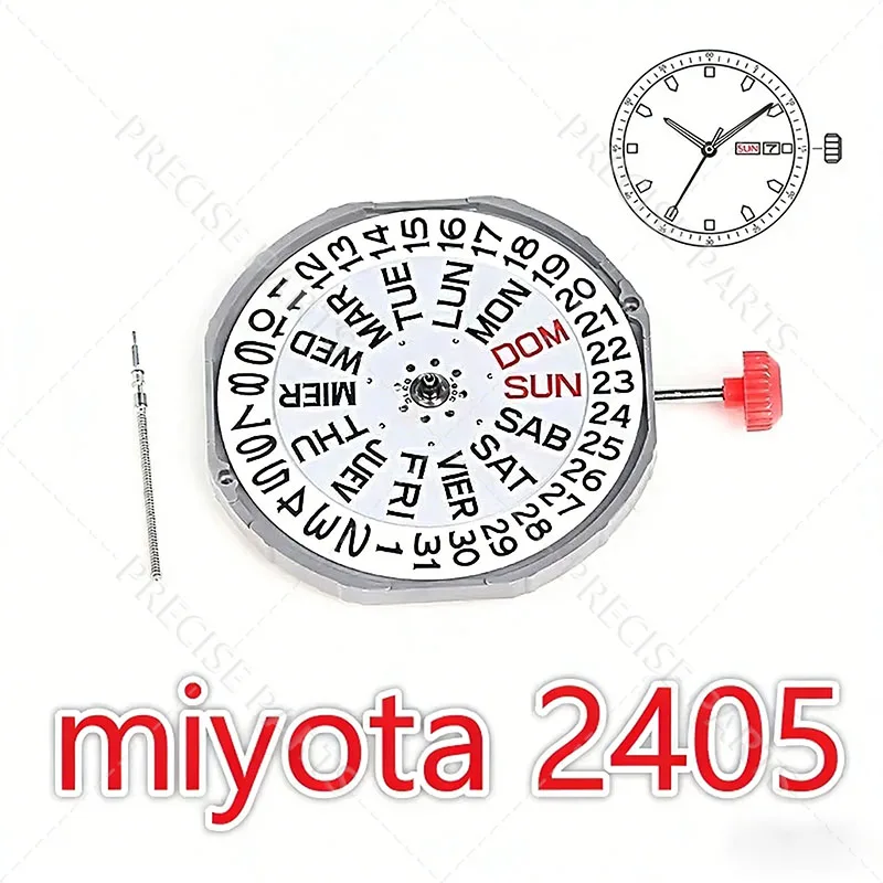 새로운 미요타 2405 쿼츠 무브먼트 3핸즈 날짜 표시(3시 방향) 시계 교체 부품..