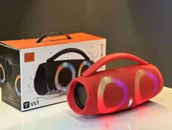High - Power Bluetooth Speaker with 360° Stereo Sound and RGB Lighting (Red Small)