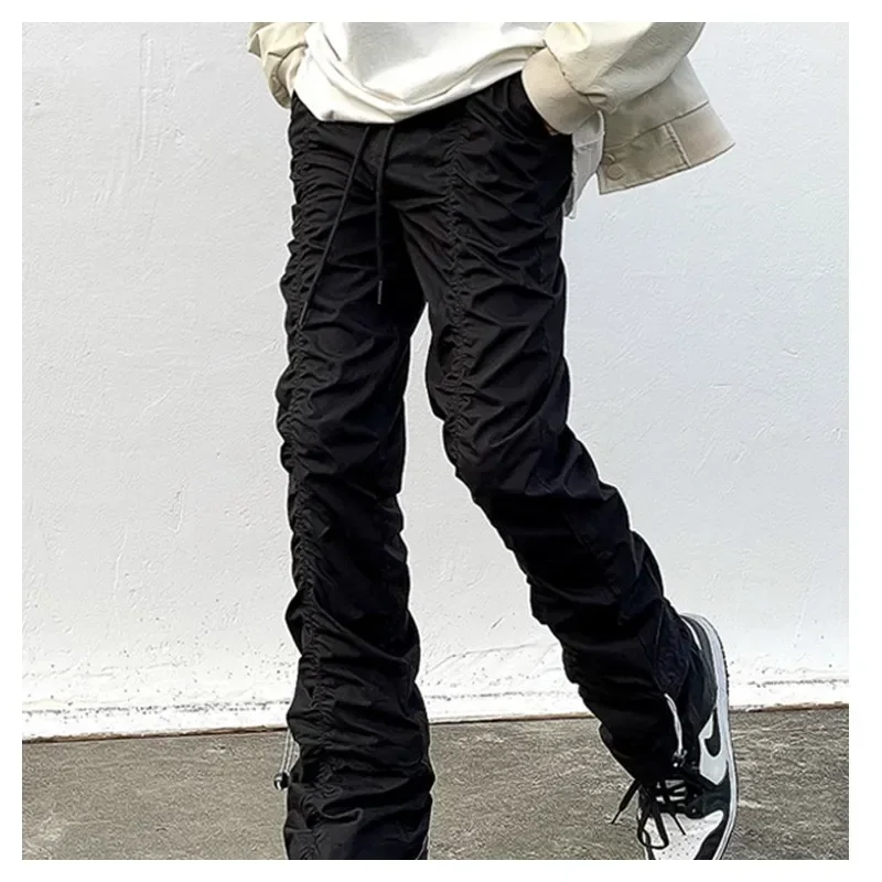 Sets With Pants Man Harajuku Punk Men's Streetwear Black Hip Hop Fashion Clothing Casual Tactical Trousers Y2k Goth Flared
