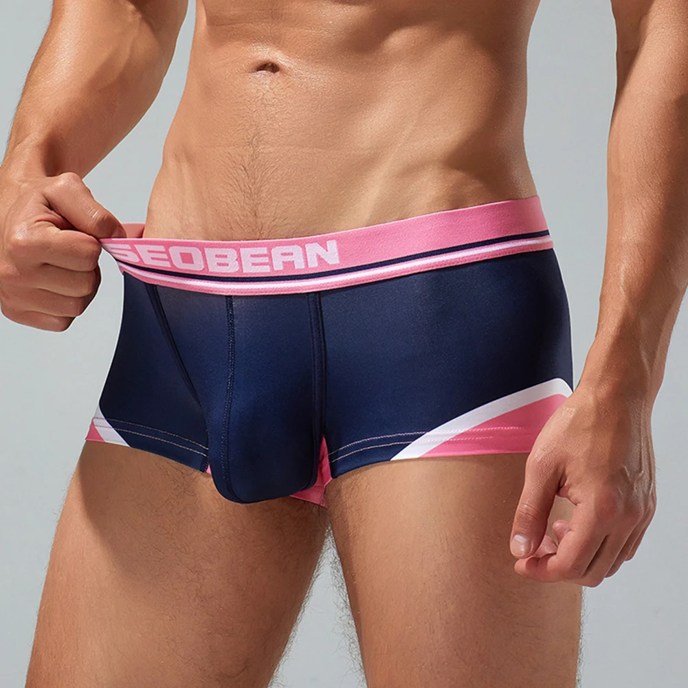 

Men Cotton Boxer Pouch Smooth Briefs Elasticity Waist Comfy Underwear Men M~2XL Shorts Trunks Thin Breath Underpants New