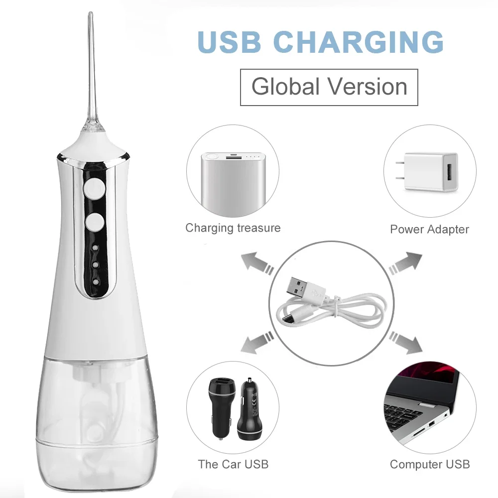 Oral Irrigator 5 Modes USB Rechargeable Water Flosser 300ml