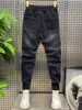 Harajuku Style Skinny Jeans Leather Stitching Multi-zip Pants High Quality Brand Men's Clothing 5
