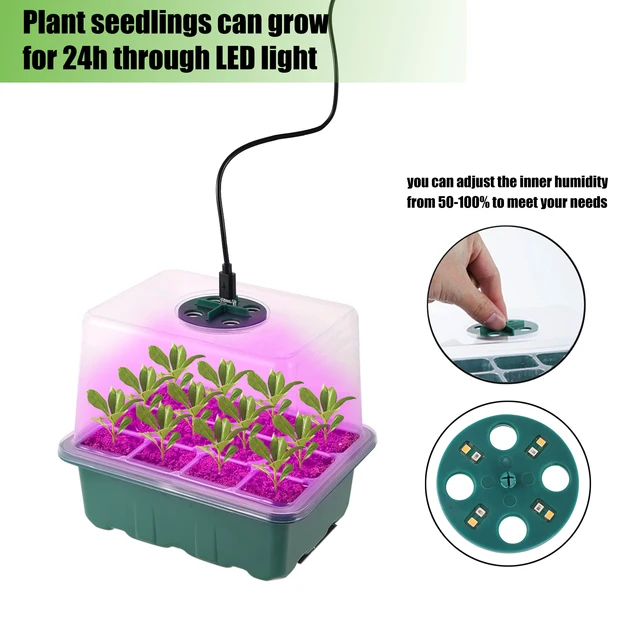 Garden Seedling Growth Promoting Light Nursery Tray Box 6/12 Cell Seed Germination Planter Succulent Planting Full Spectrum LED 2