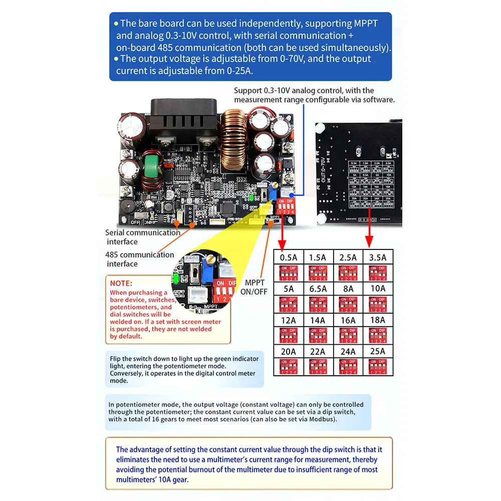 XY7025 70V 25A 1750W CNC 안정화 전압 전원 공급 장치 벅 컨버터 CC CV 정전압 정전류 스텝다운 모듈
