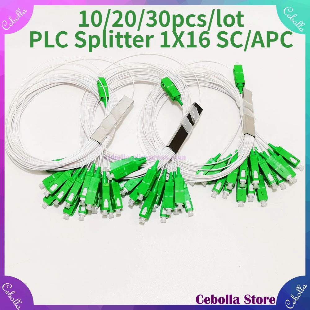 

10/20/30pcs 1X16 PLC 0.9mm 1m SC/APC Fiber Optic Splitter White/Color Single Mode G657A1 FTTH PVC Fiber Optical Splitter