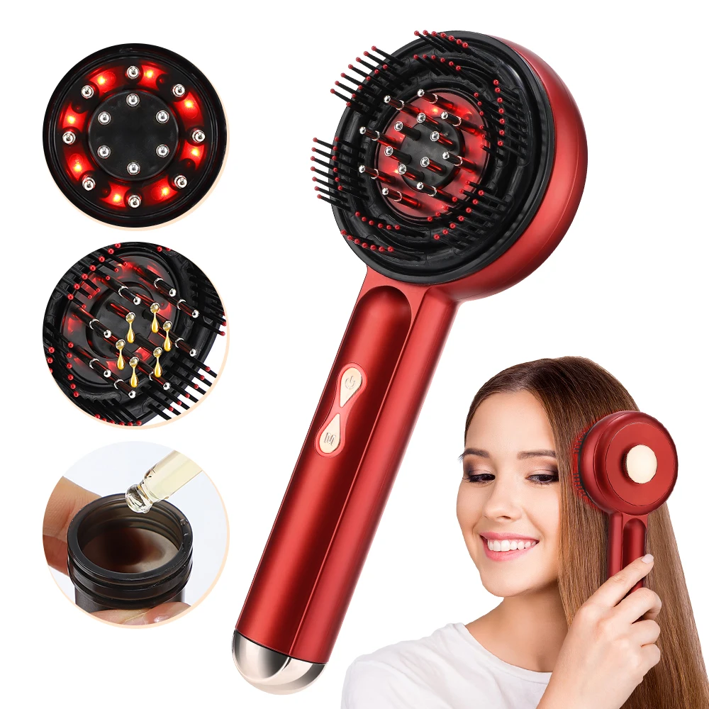 Electric Kneading Massage Comb 660nm Red Light Hair Follicle Comb Scalp Oil Liquid Applicator Head Massager Hair Growth AntiLoss