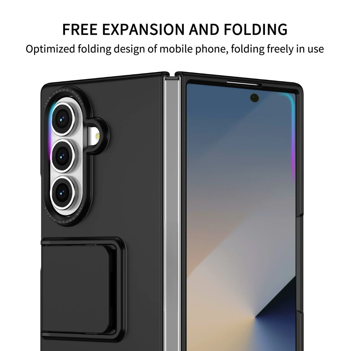 Premium Protective Case with Built-in Kickstand and Camera Guard - Black Blue