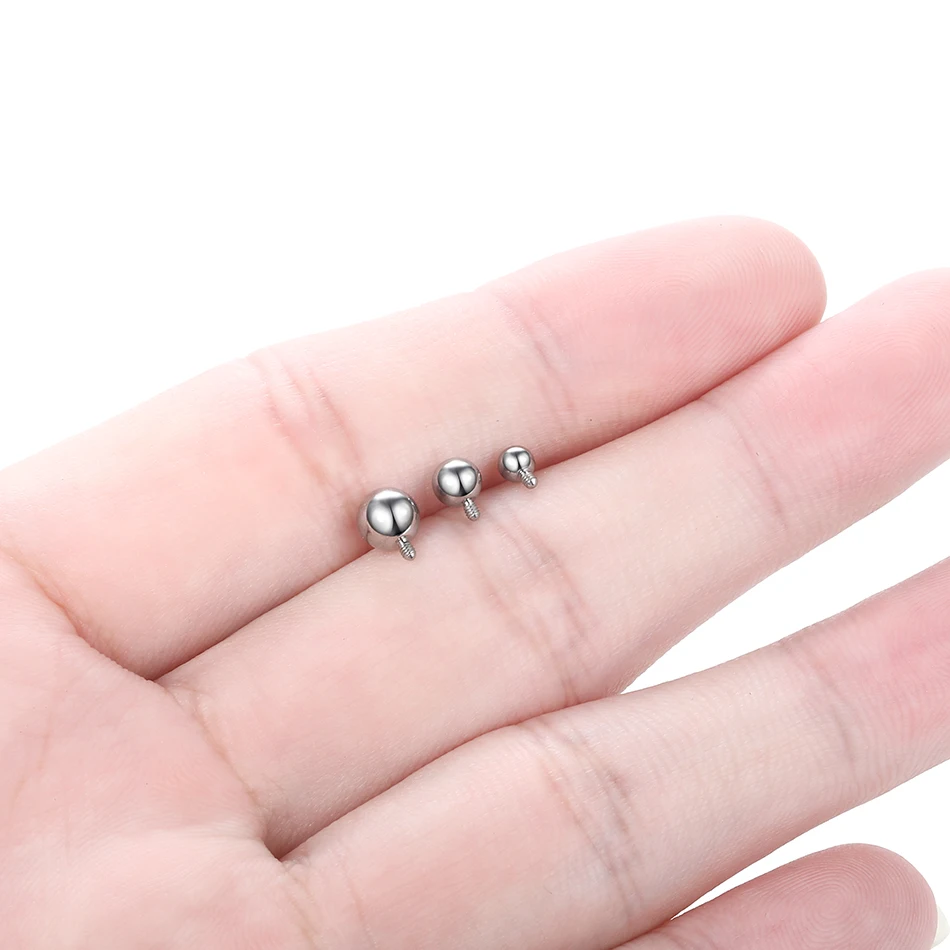 Piercing Jewelry G23 Titanium Internally Threaded Ball Replacement Accessories for Nose Labret Industrial Barbell Ring 14G 1Pc/10pcs
