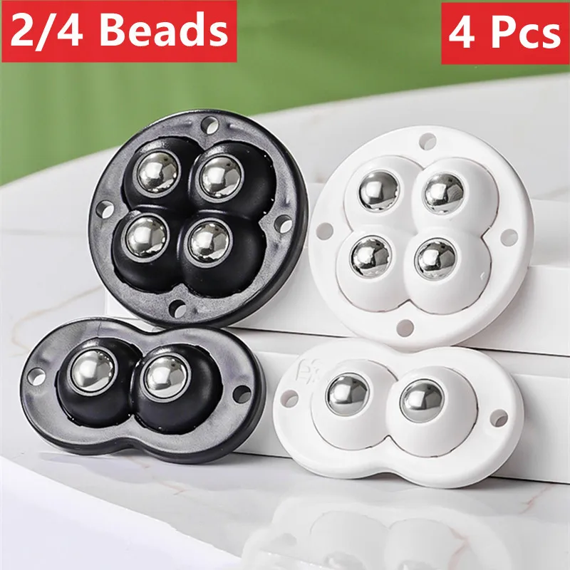 

4Pcs 2/4 Beads Furniture Casters Wheels Universal Wheel 360° Rotation Self Adhesive Stainless Steel Strong Heavy Duty Wheels