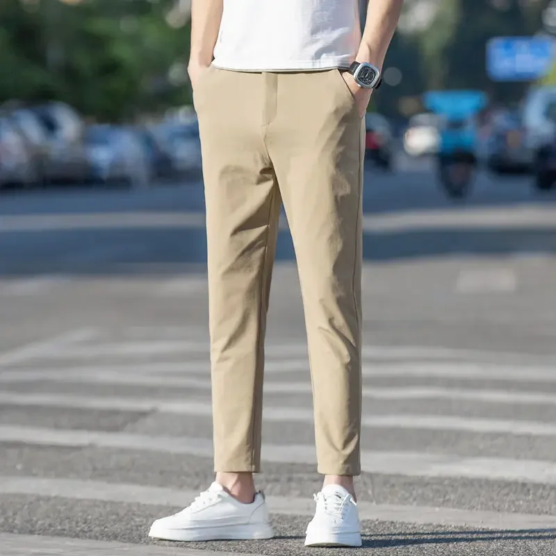 thumbnail image 1 of Pantalones trenzados para hombre, tallas grandes, para trabajo, oficina, corte ajustado, trajes para hombre, pantalones, ropa elegante, moda formal, verano 2024, elegante, 1 of 5