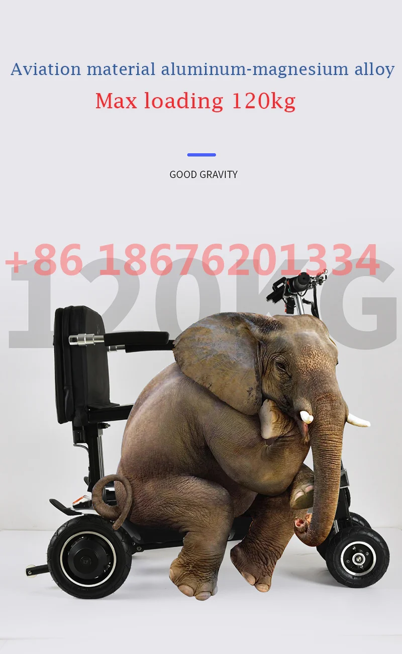 Aluminum Alloy Outdoor Travel 4 Wheel Ultralight Folding Disabled Electric four-wheeler Mobility Scooters Wheelchair walking 6