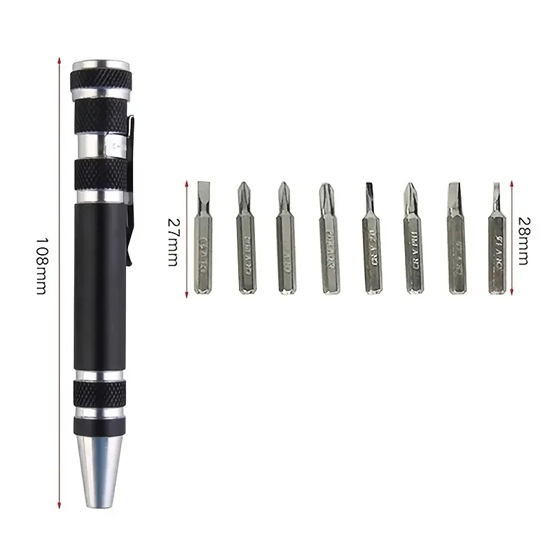 8-in-1 Aluminum Alloy Screwdriver Pen - Changeable Bits For Easy Repairs & Disassembly 6