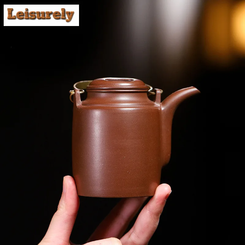 180ml Retro Yixing Purple Clay Teapots Handmade Lifting Handle Pot Raw Ore Purple Mud Kettle Zisha Tea Set Teaware Gift Supplies