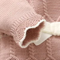 Newborn Baby Romper Hat Sets Knit Infant Boy Jumpsuit Long Sleeve Cute Bow Toddler Clothes 2PC Overalls 0-9M Playsuit Warm Fall 5