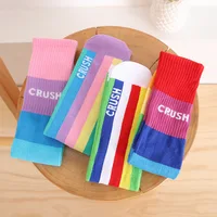Spring Autumn Girls Cotton Ankle Short Lovely Socks Rainbow Multicolor Kids Children Knee High Legwarmers Infant Baby Freeship 5