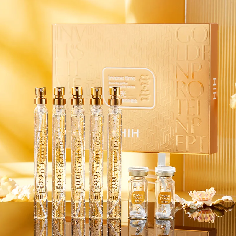 wheat protein nutrition conditioner silk peptide essence conditioner get rid of dry deep layer large capacity family clothes Soluble Face Lifting Threads Collagen Facial Essence Protein Peptide Gold Silk Wire Face Serum for Anti-Aging Firming Skin