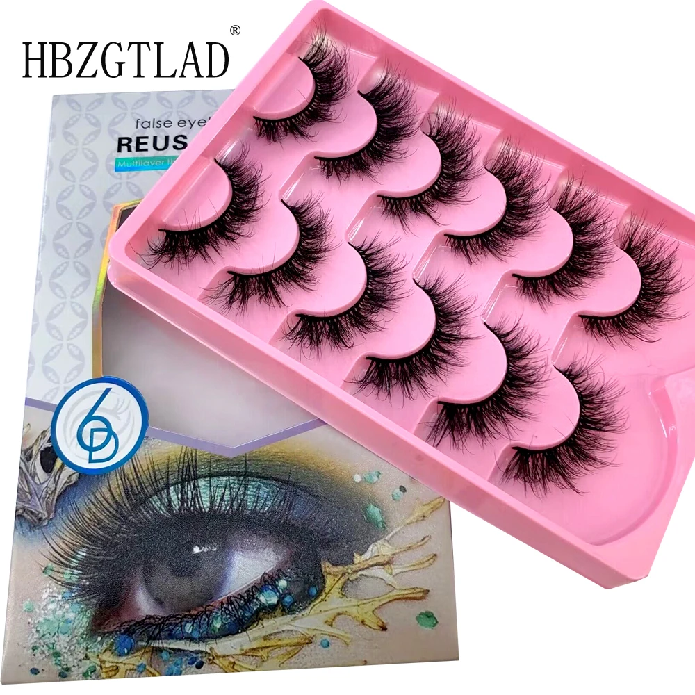 Hbzgtlad New False Eyelashes 6d Cat Eye Fluffy Lashes 6 Pairs Pack