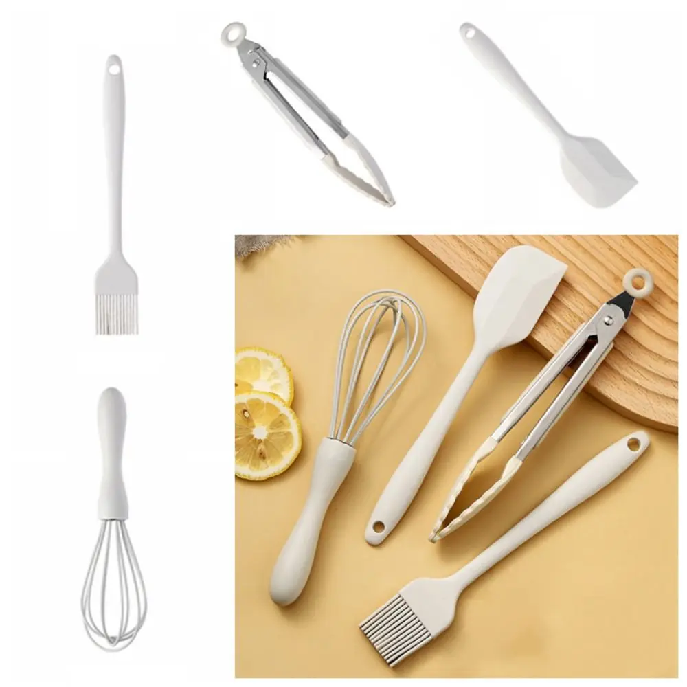4/6pcs BPA Free Silicone Cooking Utensils Set Non-stick Beige Cookware Set Ergonomic Oil Brush Baking Tool Kitchen Tools